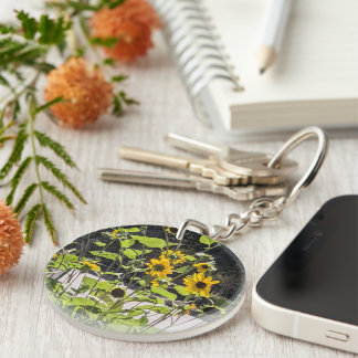 acrylic keychain with sunflower photo schlüsselanhänger