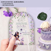ACRYLIC Lila Silver Quinceñera Floral Wisteria Acryleinladungen