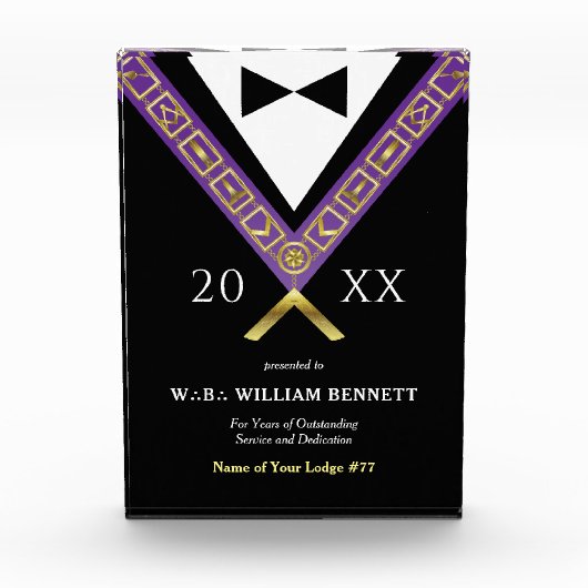Acrylic Masonic Awards | Freemason Grand Lodge Fotoblock (Vorderseite)