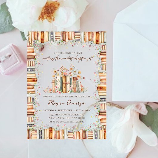 Acrylic New Chapter Floral Books Bridal Shower Acryleinladungen