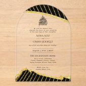 ACRYLIC NIKAH WALIMA BlackGold Elegant Islamisch Acryleinladungen (Vorderseite)