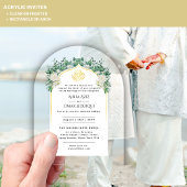 ACRYLIC NIKAH WALIMA White Roses Gold Elegante Acryleinladungen