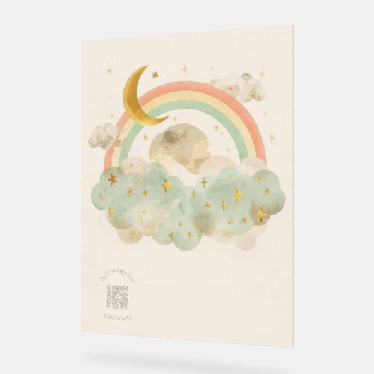 Acrylic Nursery Sign | Watercolor Rainbow & Moon Acrylschild (Winkel)