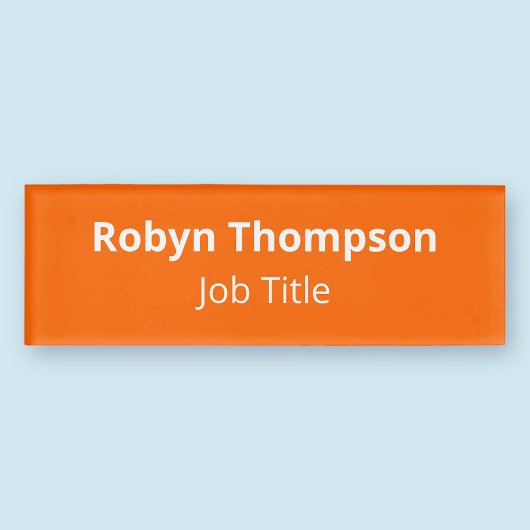 Acrylic Orange Nametag Magnetic High Quality Namenschild
