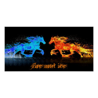 Acrylic Printwerbung für Feuer und Eispferde Poster