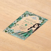 ACRYLIC Quinceañera Emerald GREEN Silver Dress Acryleinladungen (Ablage )