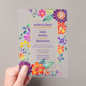 ACRYLIC Quinceanera Fiesta Folkart Floral Birds Acryleinladungen (Insitu (Handheld))