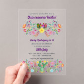 ACRYLIC Quinceanera Fiesta Folkart Floral Birds Acryleinladungen (Insitu (Handheld))