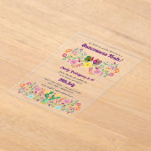 ACRYLIC Quinceanera Fiesta Folkart Floral Birds Acryleinladungen (Ablage )