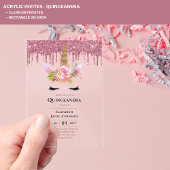 ACRYLIC Quinceanera Pink Unicorp Dripping Glitzer Acryleinladungen