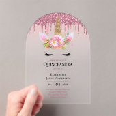 ACRYLIC Quinceanera Pink Unicorp Dripping Glitzer Acryleinladungen (Insitu (Handheld))
