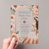 ACRYLIC Quinceanera Rose Gold Rosa Kleid Tiara Acryleinladungen (Insitu (Handheld))