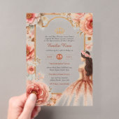 ACRYLIC Quinceanera Rose Gold Rosa Kleid Tiara Acryleinladungen (Insitu (Handheld))