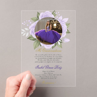 Acrylic Quinceanera with picture in Spanish Acryleinladungen