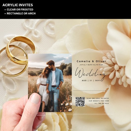 ACRYLIC Save The Date FOTO Qr Code RSVP Acryleinladungen