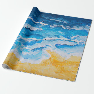 Acrylic sea and beach painting on drawing stand wi geschenkpapier