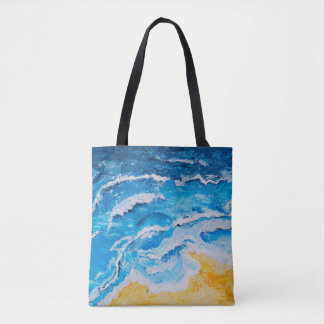 Acrylic sea and beach painting on drawing stand wi tasche