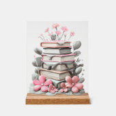 Acrylic Sign met blok - bloemen met boeken Acrylschild (Vorderseite)