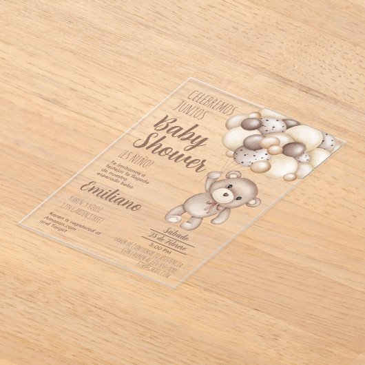 Acrylic Teddy Bear Baby Dusche Spanische Einladung (Ablage )