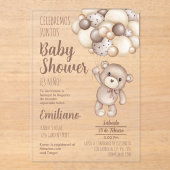 Acrylic Teddy Bear Baby Dusche Spanische Einladung (Vorderseite)