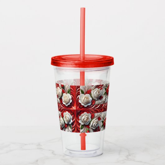 Acrylic Tumbler mit englischer Rose Design Acryltrinkbecher (Vorderseite)