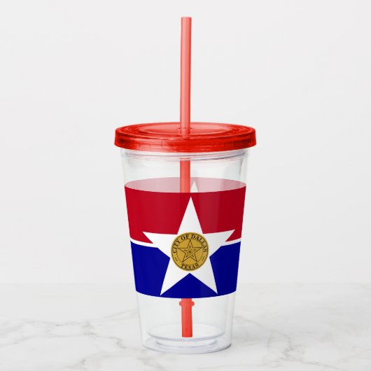 Acrylic Tumbler mit Fahne von Dallas, Texas Acryltrinkbecher (Vorderseite)