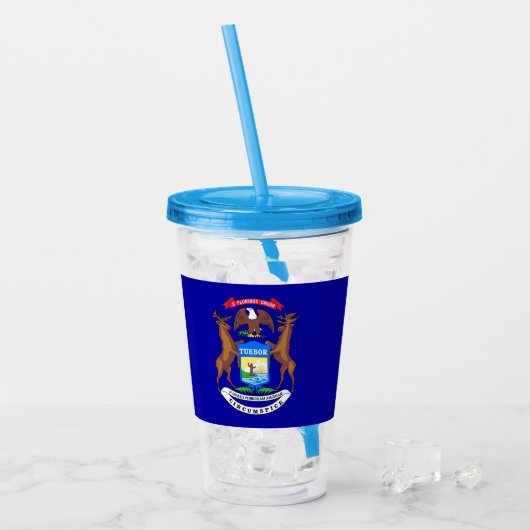 Acrylic Tumbler mit Fahne von Michigan Acryltrinkbecher (Vorderseite Ice)