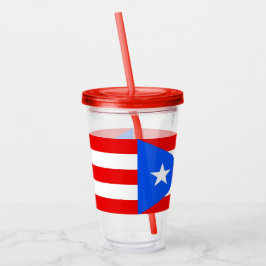 Acrylic Tumbler mit Fahne von Puerto Rico Acryltrinkbecher
