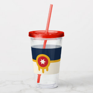 Acrylic Tumbler mit Fahne von Tulsa, Oklahoma Acryltrinkbecher