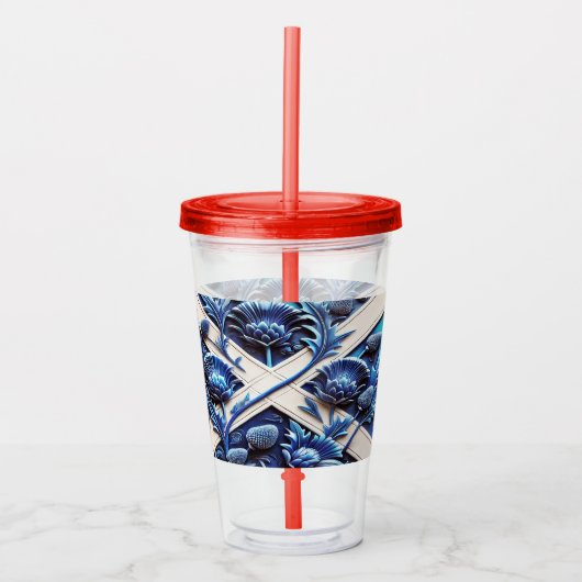 Acrylic Tumbler mit Scottish Thistles Design Acryltrinkbecher (Vorderseite)