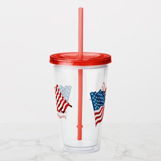 Acrylic Tumbler & Straw-USA-Flagge Acryltrinkbecher (Rechts)