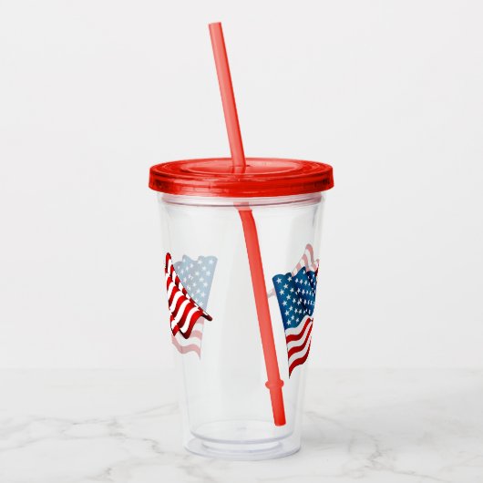 Acrylic Tumbler & Straw-USA-Flagge Acryltrinkbecher (Links)