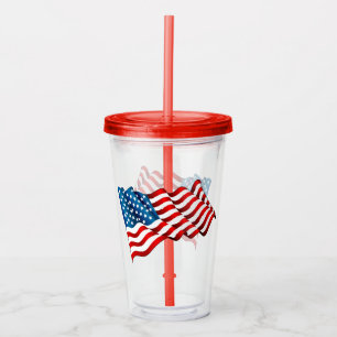 Acrylic Tumbler & Straw-USA-Flagge Acryltrinkbecher
