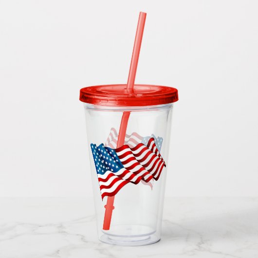 Acrylic Tumbler & Straw-USA-Flagge Acryltrinkbecher (Rückseite)