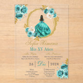 Acrylic Turquoise Quinceañera Invitation Acryleinladungen (Vorderseite)