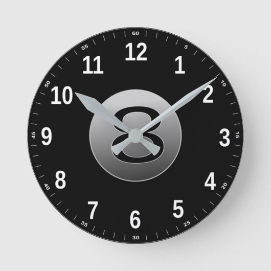 Acrylic Wall Clock 8 Ball Runde Wanduhr (Vorderseite)