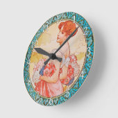 Acrylic Wall Clock Art Nouveau Alphonse Mucha 27 Runde Wanduhr (Winkel)