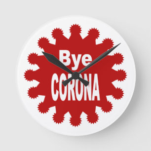 Acrylic Wall Clock Bye CORONA Runde Wanduhr