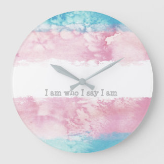 Acrylic Wall Clock Transgender flag design Große Wanduhr