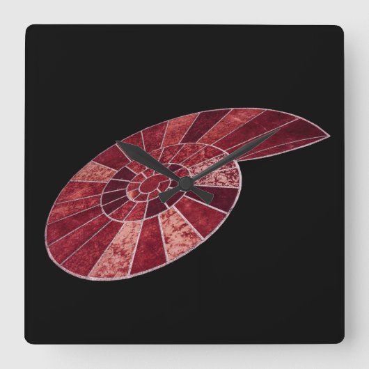 Acrylic Wall Clock whit Ammonite Quadratische Wanduhr (Vorderseite)