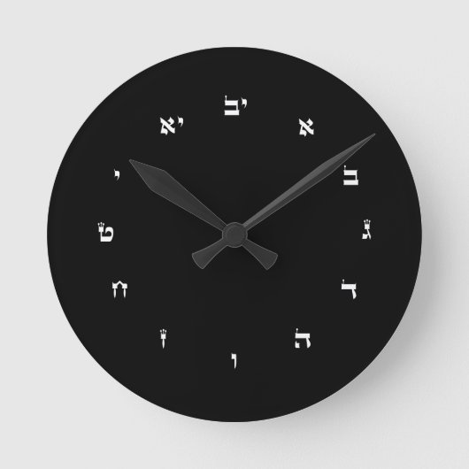 Acrylic Wall Clock with Hebrew Numbers Runde Wanduhr (Vorderseite)