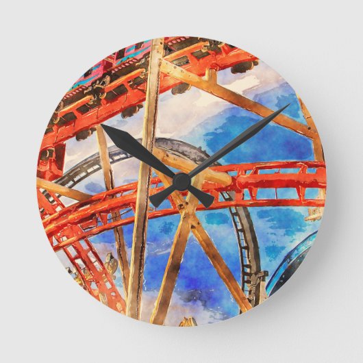 Acrylic Wall Clock with roller coaster Runde Wanduhr (Vorderseite)