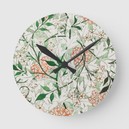 ACRYLIC WALLCLOCK : WILLIAM MORRIS : JASMINE RUNDE WANDUHR (Vorderseite)