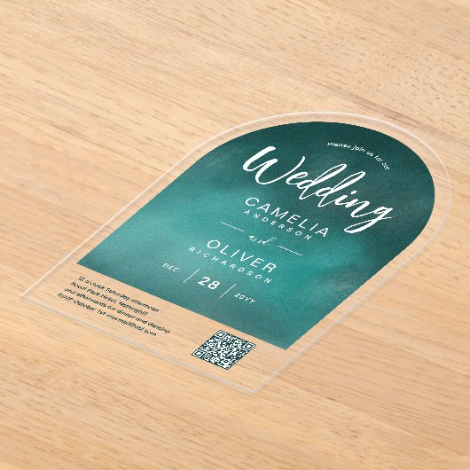 ACRYLIC WEDD Aquamariner Green QR Code UAWG-Websit Acryleinladungen (Ablage )