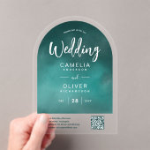 ACRYLIC WEDD Aquamariner Green QR Code UAWG-Websit Acryleinladungen (Insitu (Handheld))