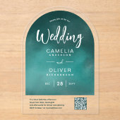 ACRYLIC WEDD Aquamariner Green QR Code UAWG-Websit Acryleinladungen (Vorderseite)