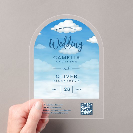 ACRYLIC WEDD Clouds Sky BLUE Green QR Code UAWG Acryleinladungen (Insitu (Handheld))
