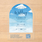ACRYLIC WEDD Clouds Sky BLUE Green QR Code UAWG Acryleinladungen (Vorderseite)