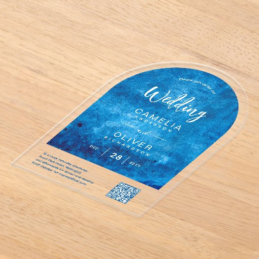 ACRYLIC WEDD Distressed SKY BLUE QR Code UAWG Acryleinladungen (Ablage )