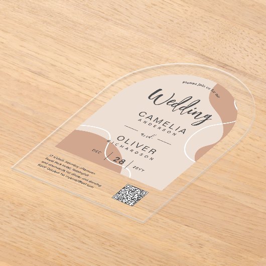 ACRYLIC WEDD Earth Tones Abstrakt QR Code UAWG Acryleinladungen (Ablage )